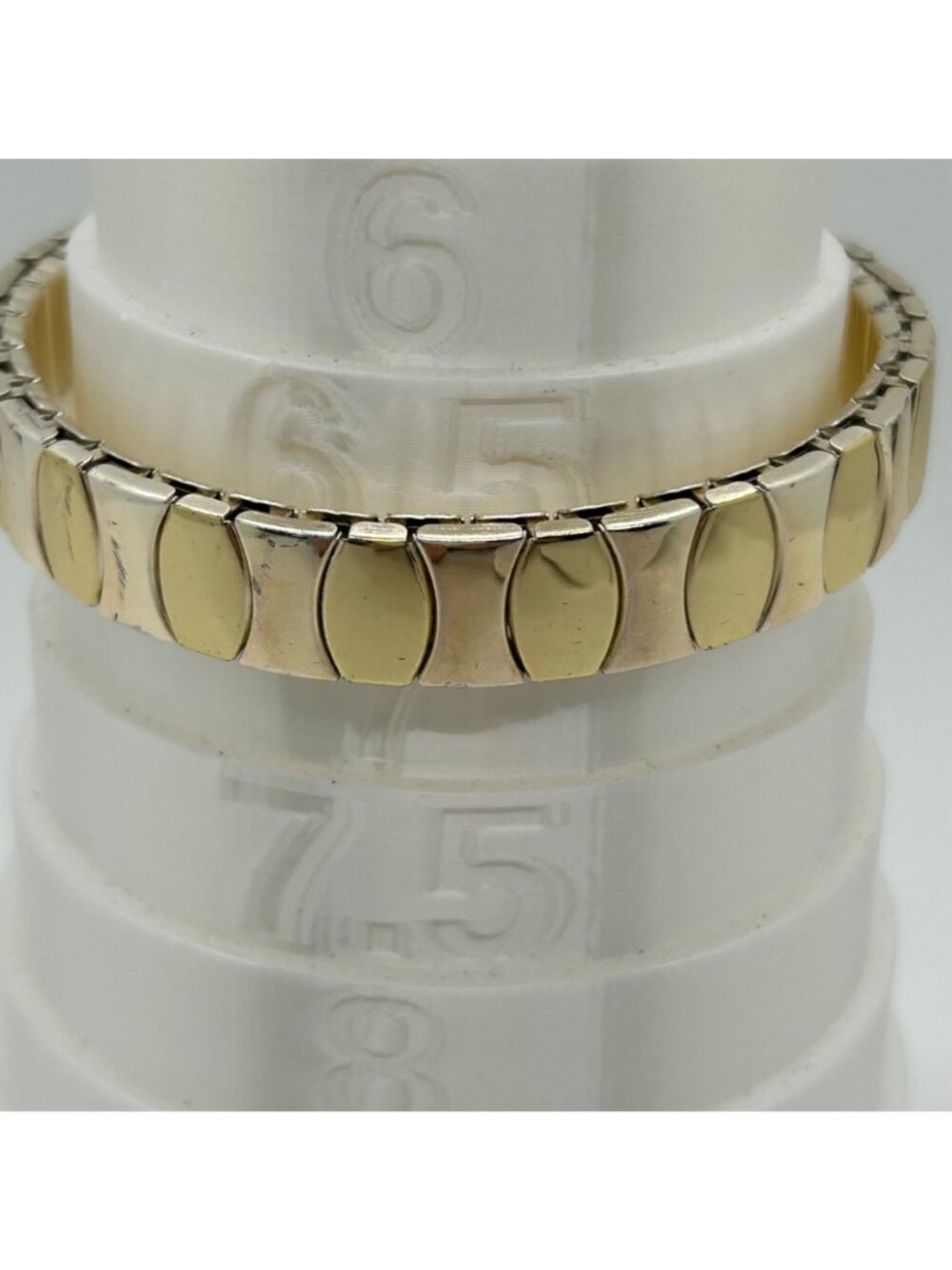 Vintage Gold Tone and Silver Tone Stretch Expansion Bracelet Mid Century Classic - Picture 11 of 14